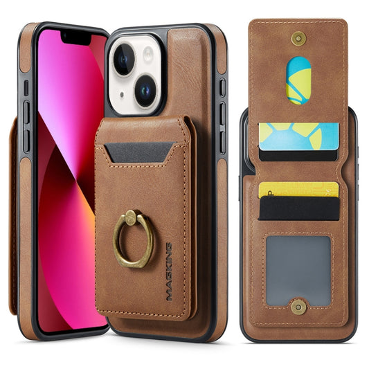 For iPhone 13 MAGKING K1 MagSafe Detachable Wallet RFID Back Cover Phone Case(Brown) - iPhone 13 Cases by MAGKING | Online Shopping UK | buy2fix