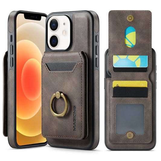For iPhone 12 MAGKING K1 MagSafe Detachable Wallet RFID Back Cover Phone Case(Coffee) - iPhone 12 / 12 Pro Cases by MAGKING | Online Shopping UK | buy2fix
