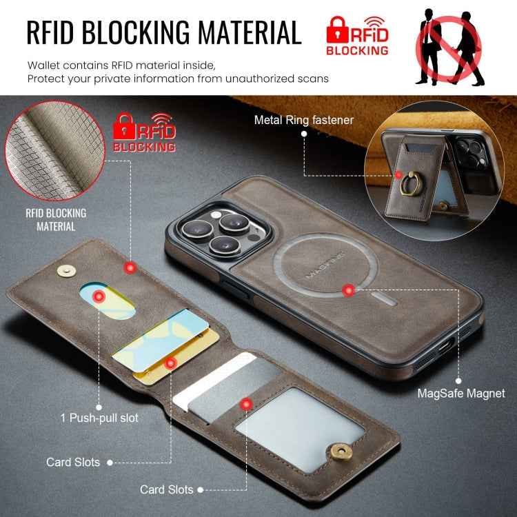 For iPhone 12 MAGKING K1 MagSafe Detachable Wallet RFID Back Cover Phone Case(Coffee) - iPhone 12 / 12 Pro Cases by MAGKING | Online Shopping UK | buy2fix