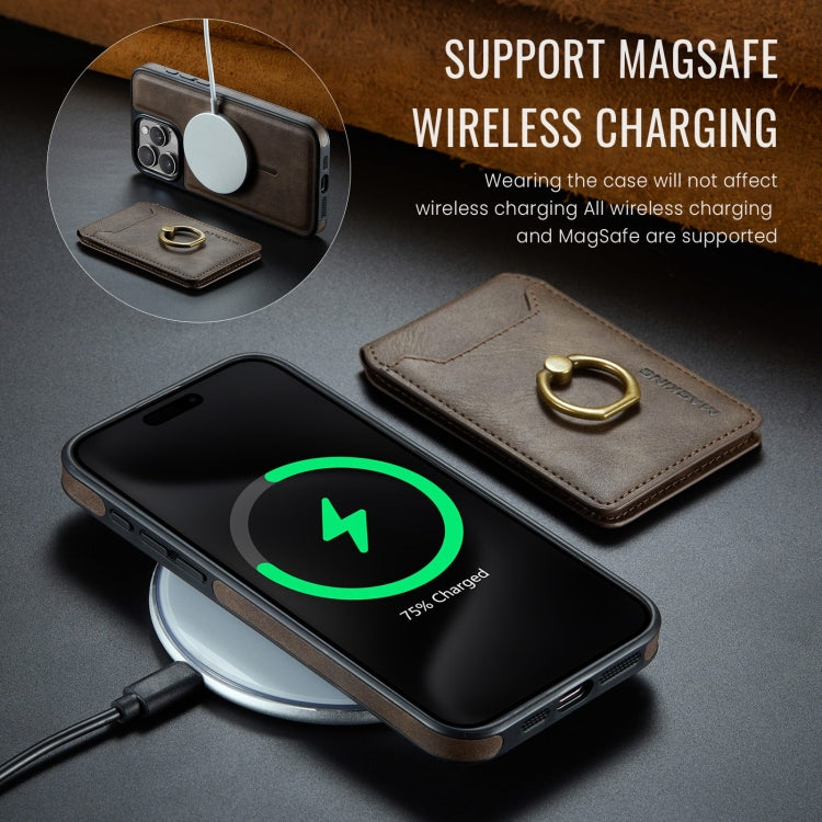 For iPhone 12 MAGKING K1 MagSafe Detachable Wallet RFID Back Cover Phone Case(Coffee) - iPhone 12 / 12 Pro Cases by MAGKING | Online Shopping UK | buy2fix
