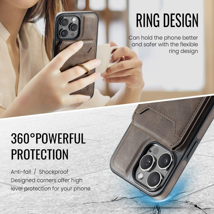 For iPhone 12 MAGKING K1 MagSafe Detachable Wallet RFID Back Cover Phone Case(Coffee) - iPhone 12 / 12 Pro Cases by MAGKING | Online Shopping UK | buy2fix