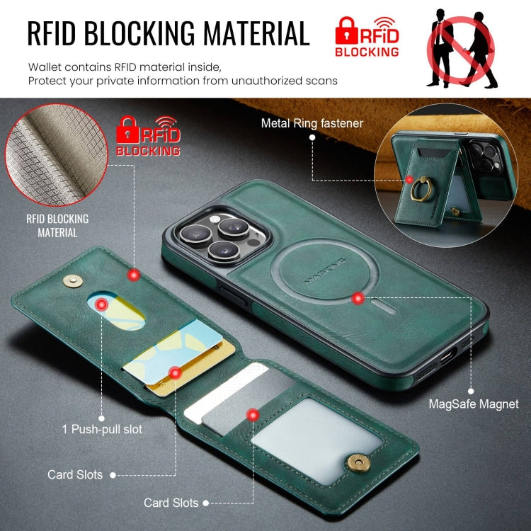 For iPhone 12 MAGKING K1 MagSafe Detachable Wallet RFID Back Cover Phone Case(Green) - iPhone 12 / 12 Pro Cases by MAGKING | Online Shopping UK | buy2fix