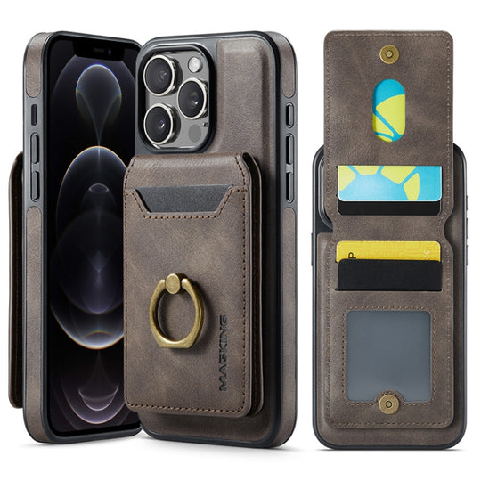For iPhone 12 Pro Max MAGKING K1 MagSafe Detachable Wallet RFID Back Cover Phone Case(Coffee)