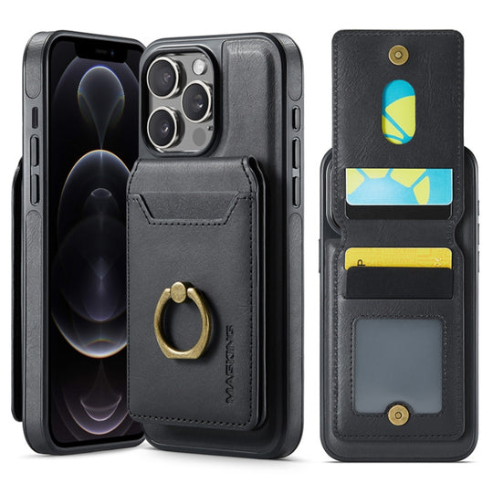 For iPhone 12 Pro Max MAGKING K1 MagSafe Detachable Wallet RFID Back Cover Phone Case(Black)