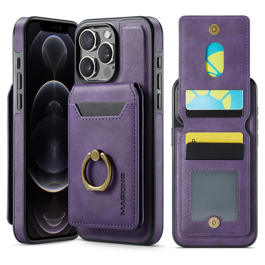 For iPhone 12 Pro Max MAGKING K1 MagSafe Detachable Wallet RFID Back Cover Phone Case(Purple)