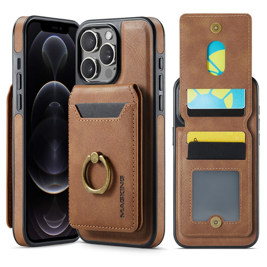 For iPhone 12 Pro Max MAGKING K1 MagSafe Detachable Wallet RFID Back Cover Phone Case(Brown)