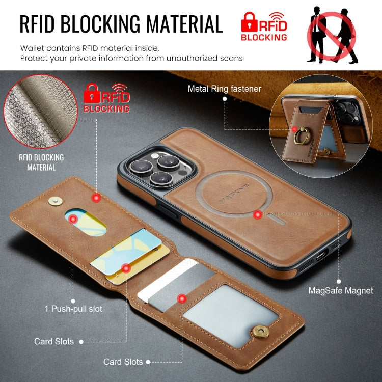 For iPhone 12 Pro Max MAGKING K1 MagSafe Detachable Wallet RFID Back Cover Phone Case(Brown) - iPhone 12 Pro Max Cases by MAGKING | Online Shopping UK | buy2fix