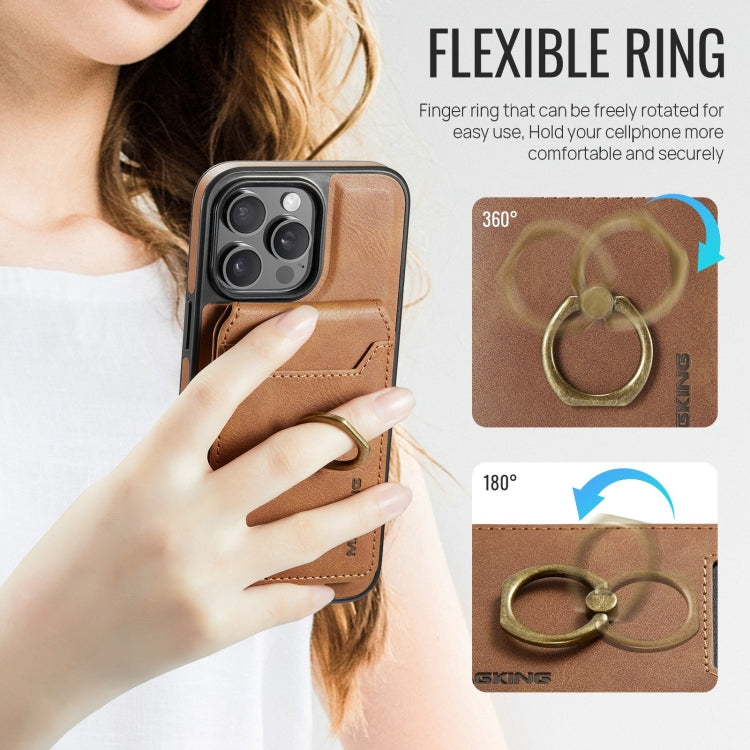 For iPhone 12 Pro Max MAGKING K1 MagSafe Detachable Wallet RFID Back Cover Phone Case(Brown) - iPhone 12 Pro Max Cases by MAGKING | Online Shopping UK | buy2fix