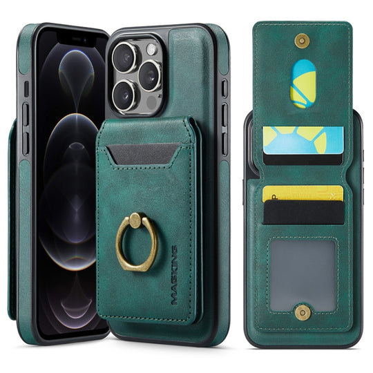 For iPhone 12 Pro Max MAGKING K1 MagSafe Detachable Wallet RFID Back Cover Phone Case(Green)