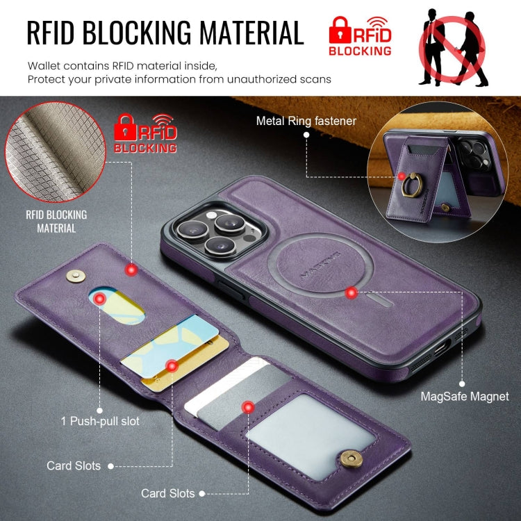 For iPhone 12 Pro MAGKING K1 MagSafe Detachable Wallet RFID Back Cover Phone Case(Purple) - iPhone 12 / 12 Pro Cases by MAGKING | Online Shopping UK | buy2fix