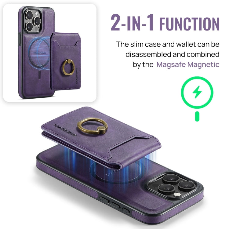 For iPhone 12 Pro MAGKING K1 MagSafe Detachable Wallet RFID Back Cover Phone Case(Purple) - iPhone 12 / 12 Pro Cases by MAGKING | Online Shopping UK | buy2fix