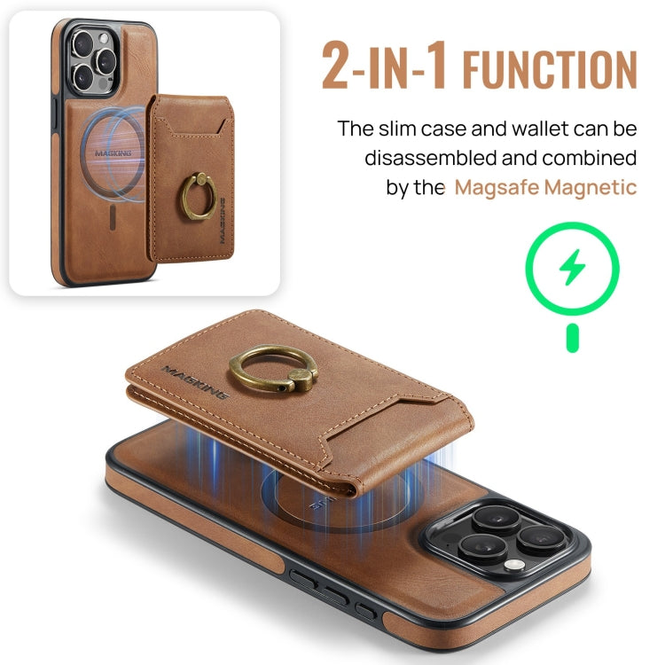 For iPhone 12 Pro MAGKING K1 MagSafe Detachable Wallet RFID Back Cover Phone Case(Brown) - iPhone 12 / 12 Pro Cases by MAGKING | Online Shopping UK | buy2fix