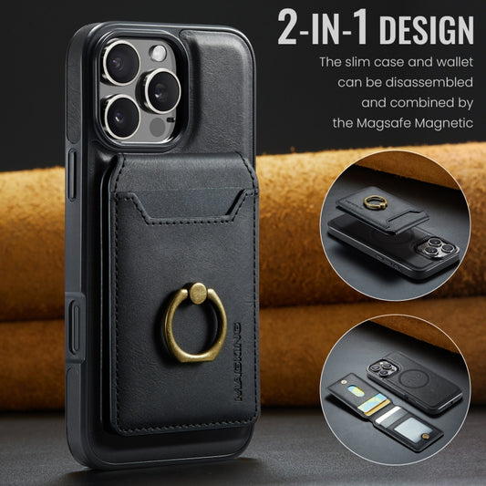For iPhone 16 Pro Max MAGKING K1 MagSafe Detachable Wallet RFID Back Cover Phone Case(Black) - iPhone 16 Pro Max Cases by MAGKING | Online Shopping UK | buy2fix