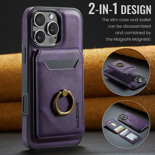 For iPhone 16 Pro Max MAGKING K1 MagSafe Detachable Wallet RFID Back Cover Phone Case(Purple) - iPhone 16 Pro Max Cases by MAGKING | Online Shopping UK | buy2fix