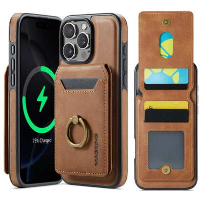 For iPhone 16 Pro Max MAGKING K1 MagSafe Detachable Wallet RFID Back Cover Phone Case(Brown) - iPhone 16 Pro Max Cases by MAGKING | Online Shopping UK | buy2fix