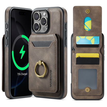 For iPhone 16 Pro MAGKING K1 MagSafe Detachable Wallet RFID Back Cover Phone Case(Coffee) - iPhone 16 Pro Cases by MAGKING | Online Shopping UK | buy2fix