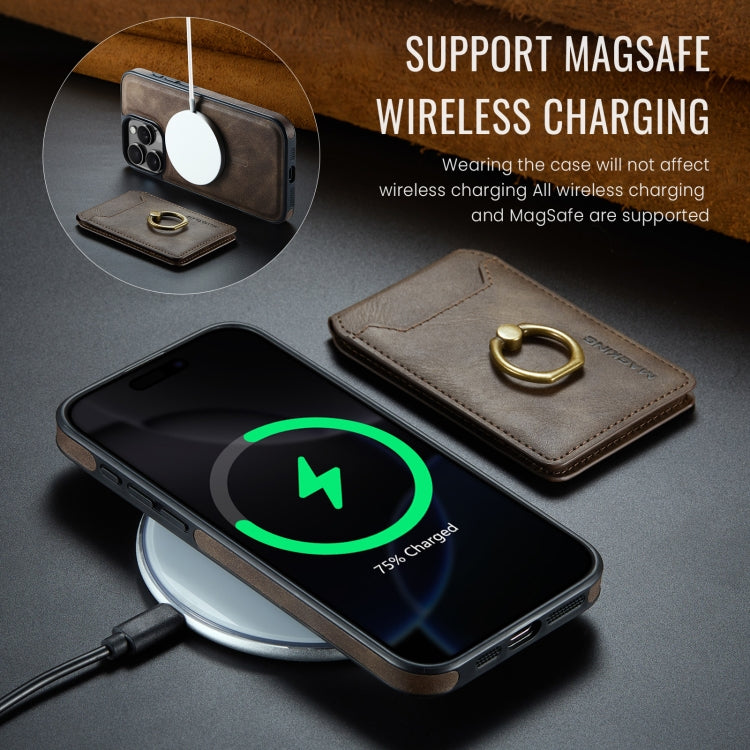 For iPhone 16 Pro MAGKING K1 MagSafe Detachable Wallet RFID Back Cover Phone Case(Coffee) - iPhone 16 Pro Cases by MAGKING | Online Shopping UK | buy2fix