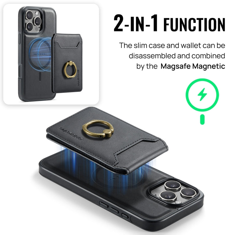 For iPhone 16 Pro MAGKING K1 MagSafe Detachable Wallet RFID Back Cover Phone Case(Black) - iPhone 16 Pro Cases by MAGKING | Online Shopping UK | buy2fix