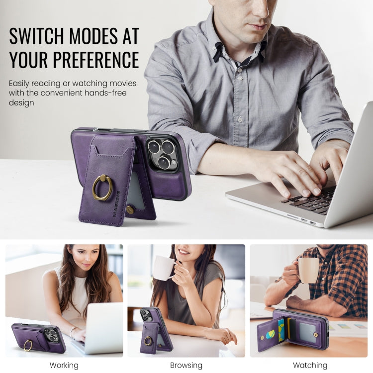 For iPhone 16 Pro MAGKING K1 MagSafe Detachable Wallet RFID Back Cover Phone Case(Purple) - iPhone 16 Pro Cases by MAGKING | Online Shopping UK | buy2fix