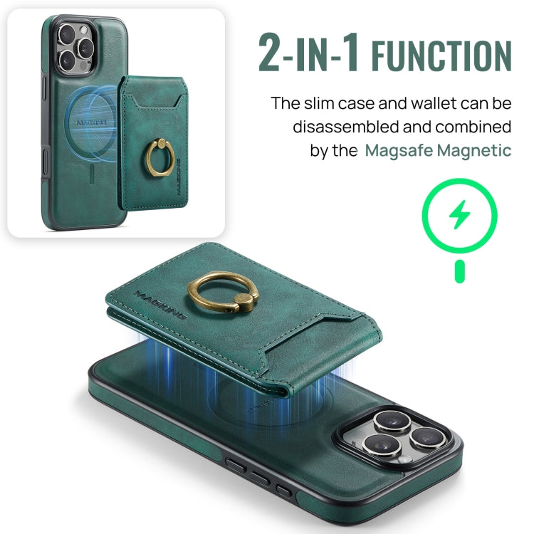 For iPhone 16 Pro MAGKING K1 MagSafe Detachable Wallet RFID Back Cover Phone Case(Green) - iPhone 16 Pro Cases by MAGKING | Online Shopping UK | buy2fix