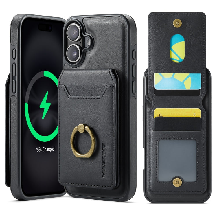 For iPhone 16 Plus MAGKING K1 MagSafe Detachable Wallet RFID Back Cover Phone Case(Black) - iPhone 16 Plus Cases by MAGKING | Online Shopping UK | buy2fix