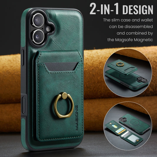For iPhone 16 Plus MAGKING K1 MagSafe Detachable Wallet RFID Back Cover Phone Case(Green) - iPhone 16 Plus Cases by MAGKING | Online Shopping UK | buy2fix