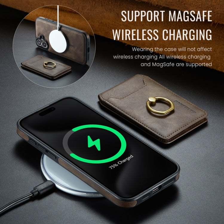 For iPhone 16 MAGKING K1 MagSafe Detachable Wallet RFID Back Cover Phone Case(Coffee) - iPhone 16 Cases by MAGKING | Online Shopping UK | buy2fix
