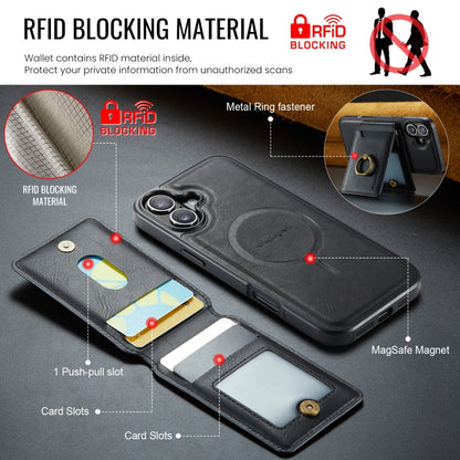 For iPhone 16 MAGKING K1 MagSafe Detachable Wallet RFID Back Cover Phone Case(Black) - iPhone 16 Cases by MAGKING | Online Shopping UK | buy2fix