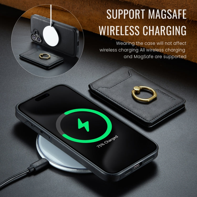 For iPhone 16 MAGKING K1 MagSafe Detachable Wallet RFID Back Cover Phone Case(Black) - iPhone 16 Cases by MAGKING | Online Shopping UK | buy2fix