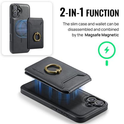 For iPhone 16 MAGKING K1 MagSafe Detachable Wallet RFID Back Cover Phone Case(Black) - iPhone 16 Cases by MAGKING | Online Shopping UK | buy2fix
