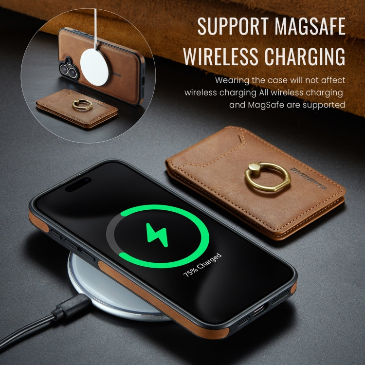 For iPhone 16 MAGKING K1 MagSafe Detachable Wallet RFID Back Cover Phone Case(Brown) - iPhone 16 Cases by MAGKING | Online Shopping UK | buy2fix