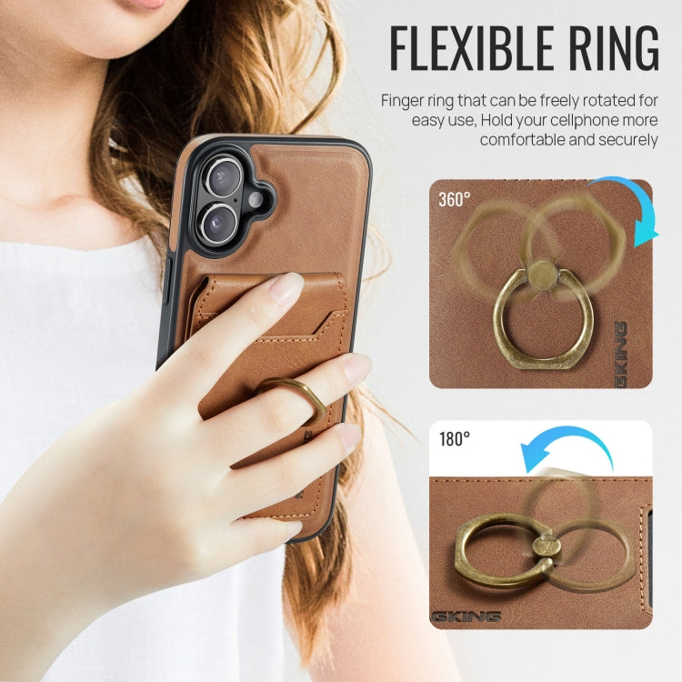 For iPhone 16 MAGKING K1 MagSafe Detachable Wallet RFID Back Cover Phone Case(Brown) - iPhone 16 Cases by MAGKING | Online Shopping UK | buy2fix