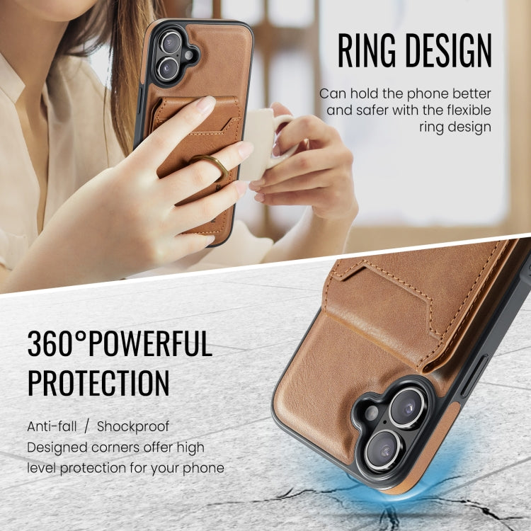 For iPhone 16 MAGKING K1 MagSafe Detachable Wallet RFID Back Cover Phone Case(Brown) - iPhone 16 Cases by MAGKING | Online Shopping UK | buy2fix