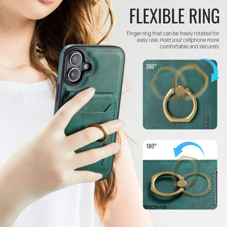 For iPhone 16 MAGKING K1 MagSafe Detachable Wallet RFID Back Cover Phone Case(Green) - iPhone 16 Cases by MAGKING | Online Shopping UK | buy2fix