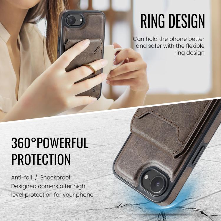 For iPhone 16e MAGKING K1 MagSafe Detachable Wallet RFID Back Cover Phone Case(Coffee) - iPhone 16e Cases by MAGKING | Online Shopping UK | buy2fix