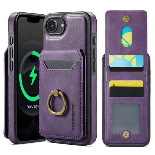 For iPhone 17e / 16e MAGKING K1 MagSafe Detachable Wallet RFID Back Cover Phone Case(Purple)