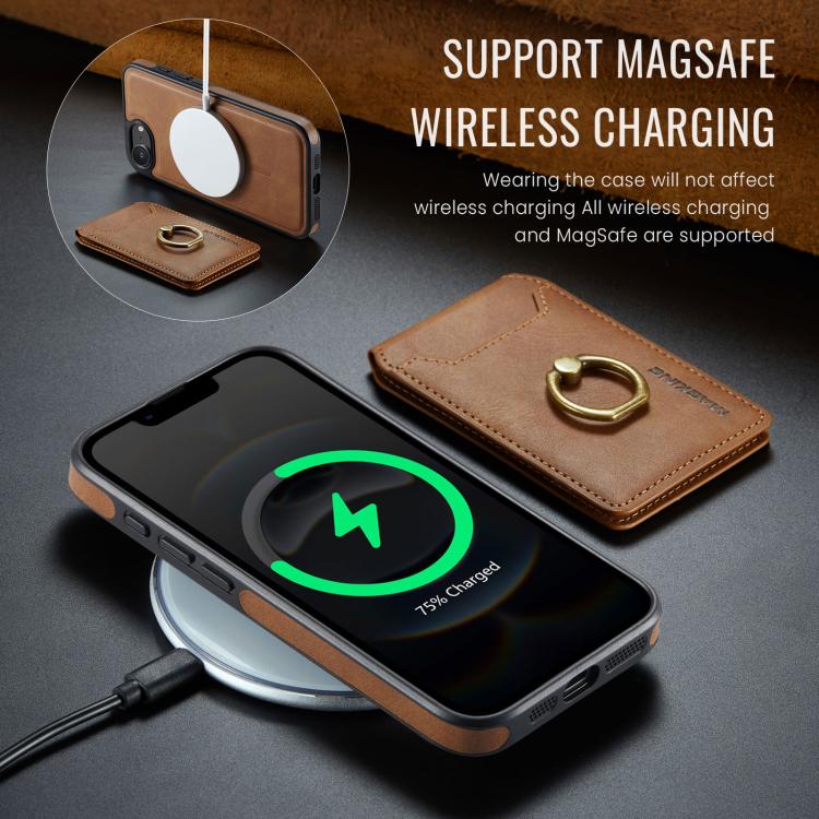For iPhone 16e MAGKING K1 MagSafe Detachable Wallet RFID Back Cover Phone Case(Brown) - iPhone 16e Cases by MAGKING | Online Shopping UK | buy2fix
