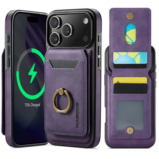 For iPhone 18 Pro Max / 17 Pro Max MAGKING K1 MagSafe Detachable Wallet RFID Back Cover Phone Case(Purple)