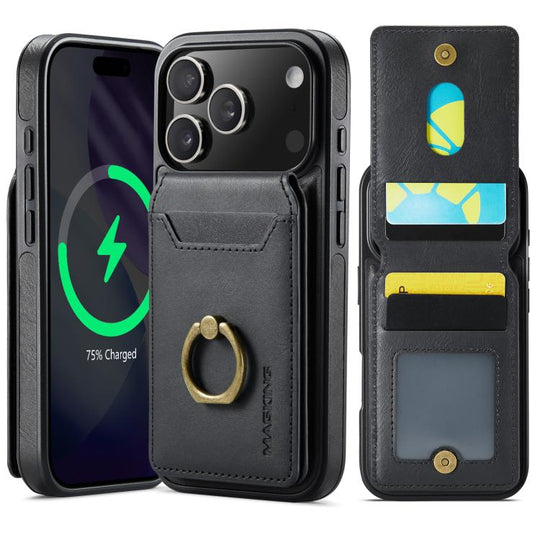For iPhone 18 Pro / 17 Pro MAGKING K1 MagSafe Detachable Wallet RFID Back Cover Phone Case(Black)