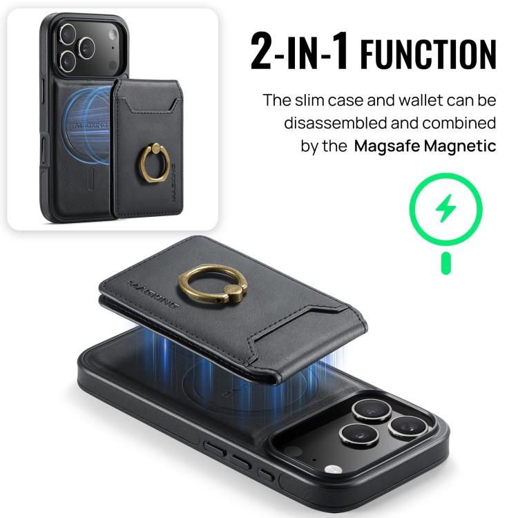 For iPhone 17 Pro MAGKING K1 MagSafe Detachable Wallet RFID Back Cover Phone Case(Black) - iPhone 17 Pro Cases by MAGKING | Online Shopping UK | buy2fix