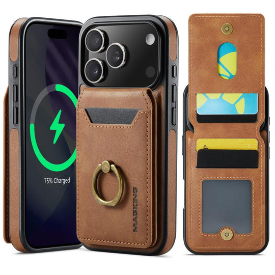 For iPhone 18 Pro / 17 Pro MAGKING K1 MagSafe Detachable Wallet RFID Back Cover Phone Case(Brown)