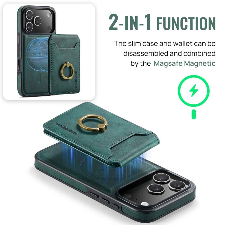 For iPhone 17 Pro MAGKING K1 MagSafe Detachable Wallet RFID Back Cover Phone Case(Green) - iPhone 17 Pro Cases by MAGKING | Online Shopping UK | buy2fix