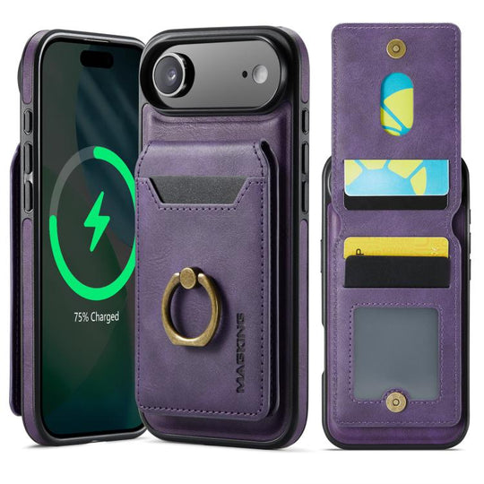 For iPhone Air MAGKING K1 MagSafe Detachable Wallet RFID Back Cover Phone Case(Purple)