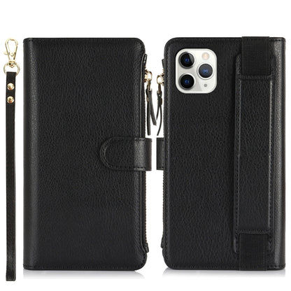 For iPhone 11 Pro Max Wristband Holder Zipper Purse RFID Leather Phone Case(Black) - iPhone 11 Pro Max Cases by buy2fix | Online Shopping UK | buy2fix