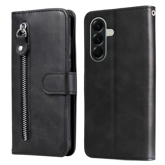 For Galaxy A57 5G Fashion Calf Texture Zipper Leather Phone Case(Black)