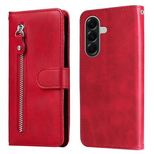 For Galaxy A57 5G Fashion Calf Texture Zipper Leather Phone Case(Red)