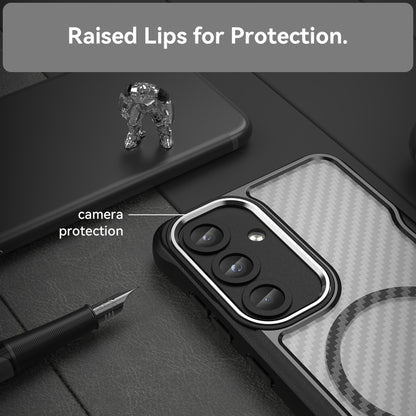 For Samsung Galaxy S25 5G Carbon Fiber Texture MagSafe Translucent Phone Case(Black) by buy2fix