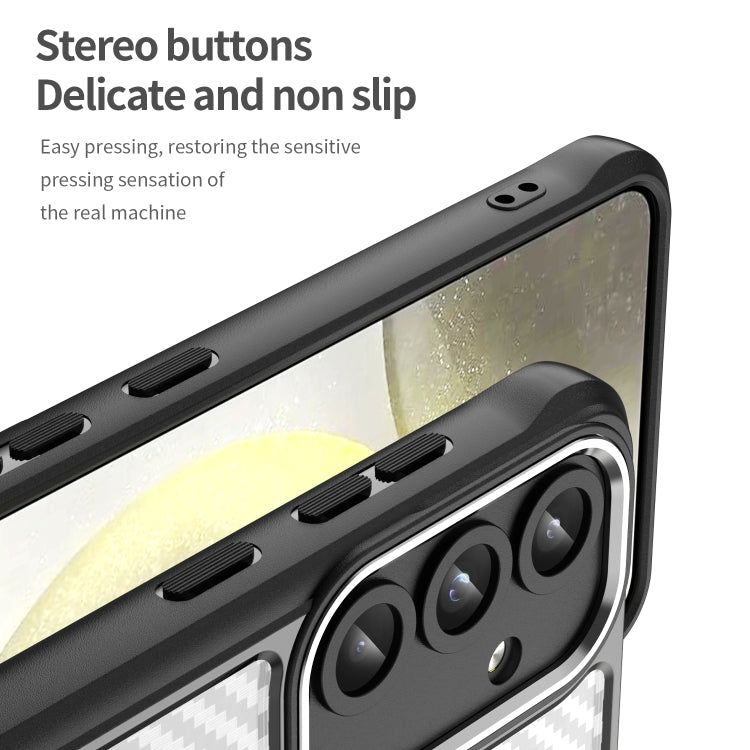 For Samsung Galaxy S25 5G Carbon Fiber Texture MagSafe Translucent Phone Case(Black) by buy2fix