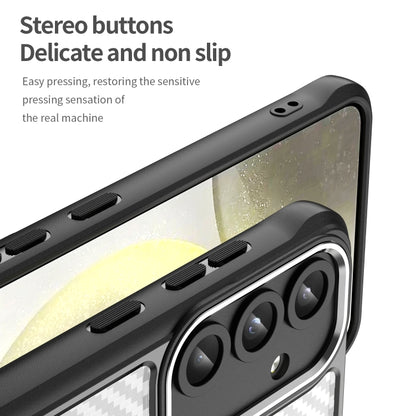 For Samsung Galaxy S25 5G Carbon Fiber Texture MagSafe Translucent Phone Case(Black) by buy2fix