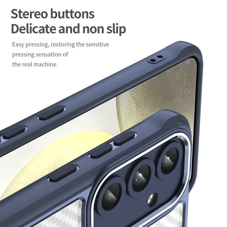 For Samsung Galaxy S25 5G Carbon Fiber Texture MagSafe Translucent Phone Case(Blue) by buy2fix